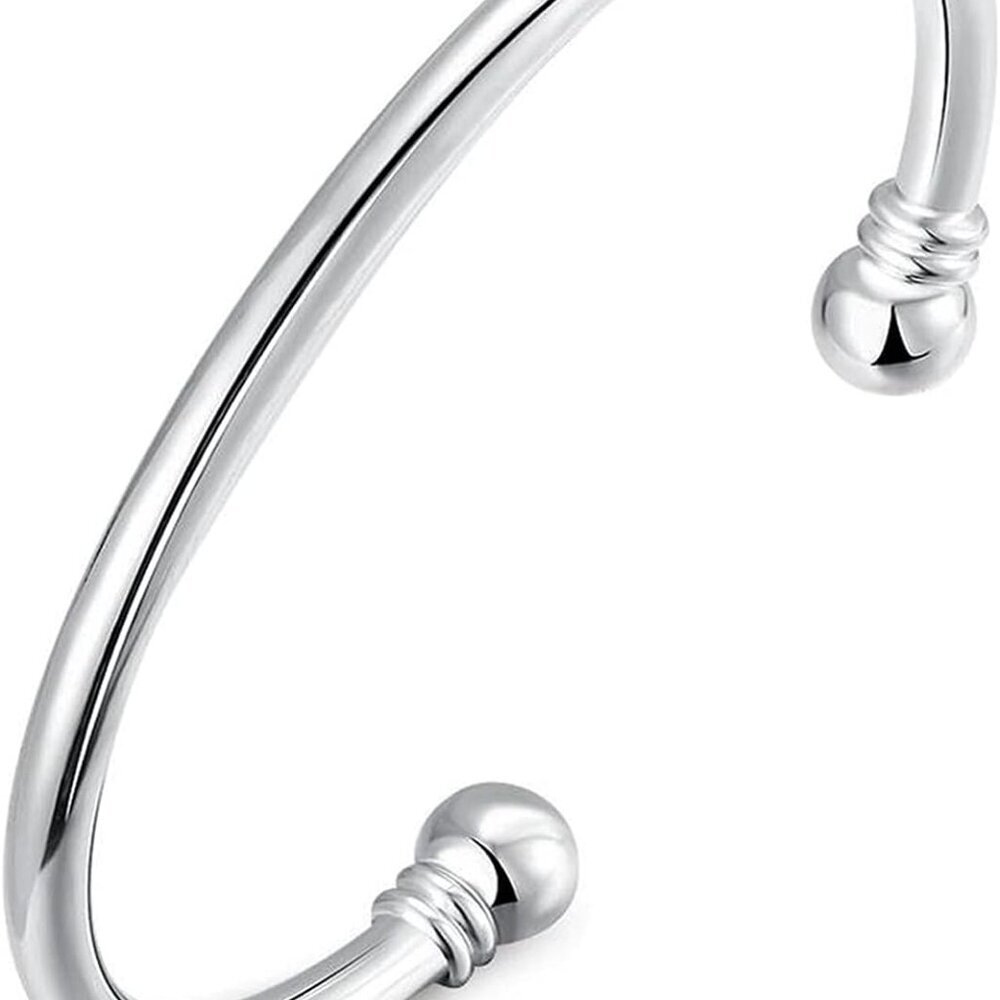 925 Silver Trendy Bracelet, Fashion Jewelry Simple Cuff Bangles For Women Mom Wi
